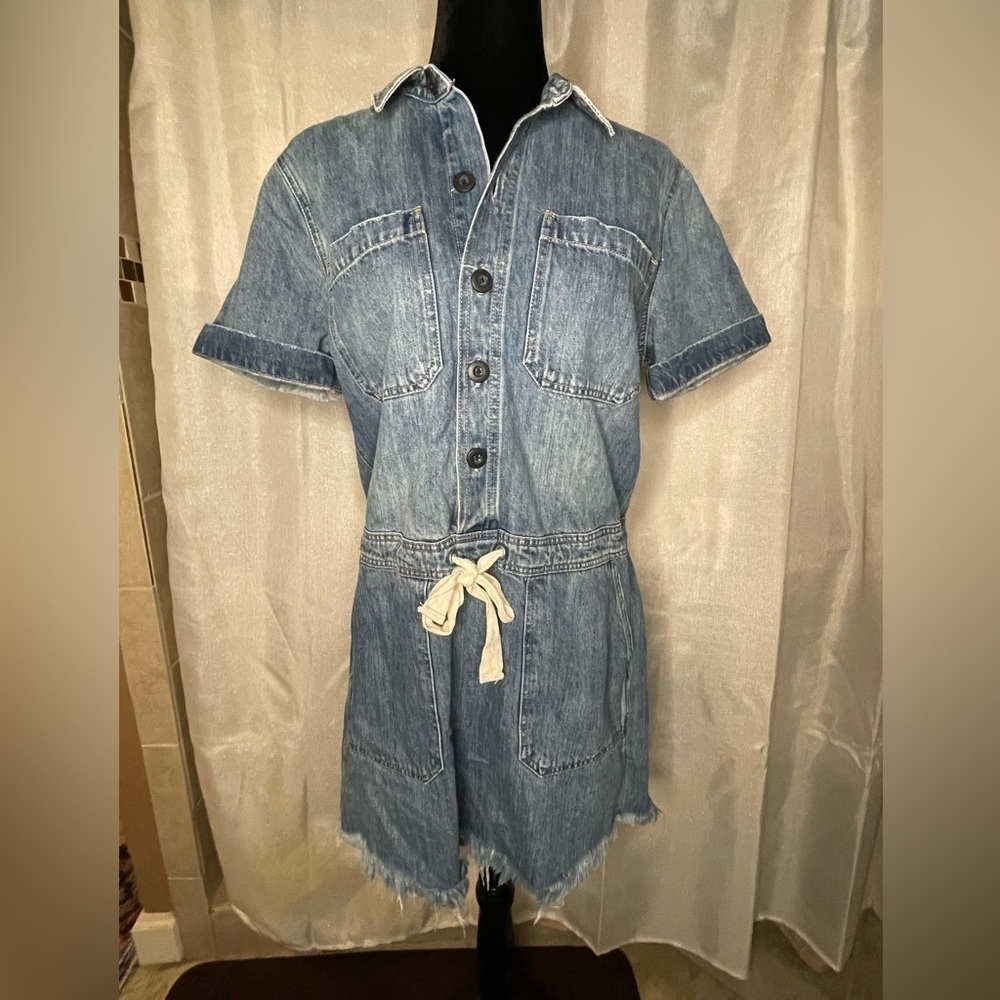 Lucky Brand Shirt Dress Womens Medium Blue Denim Button Up Jean